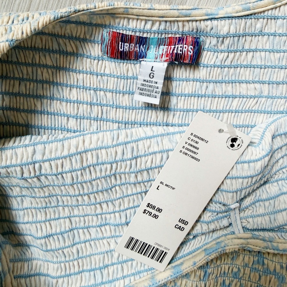 Urban Outfitters Smocked Mini Dress Size Large (NEW) Preppy Coquette - Picture 7 of 7